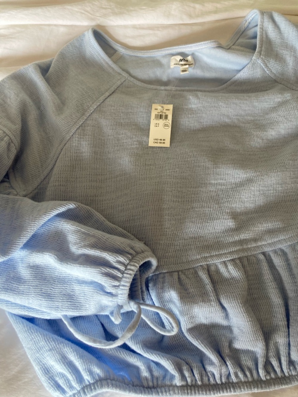 aerie endless summer Light Blue Balloon Sleeve Pullover Top - Picture 4 of 4
